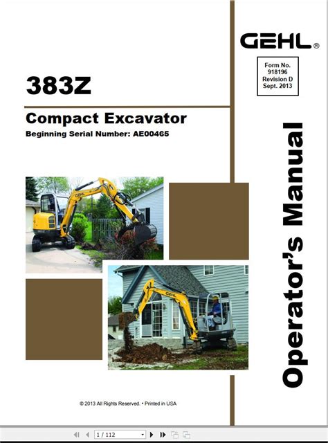 gehl 383z mini excavator specs|GEHL 383Z OPERATOR'S MANUAL Pdf Download .